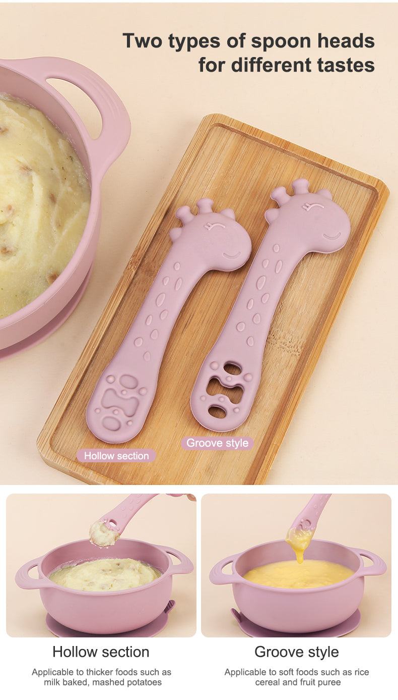 Cute Baby Giraffe First Stage Self-Feeding Spoons (Pack of 2)