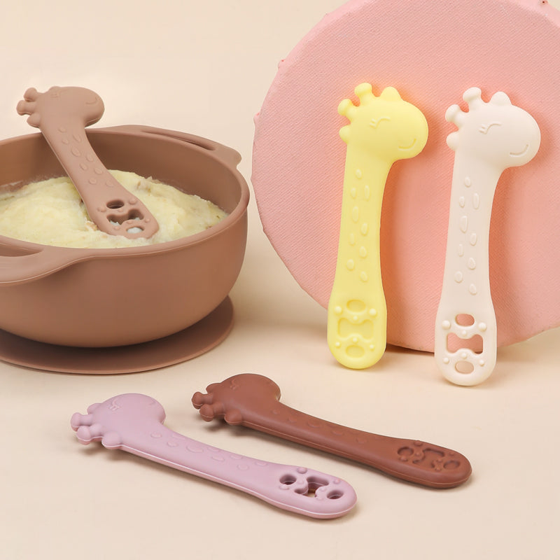 Cute Baby Giraffe First Stage Self-Feeding Spoons (Pack of 2)