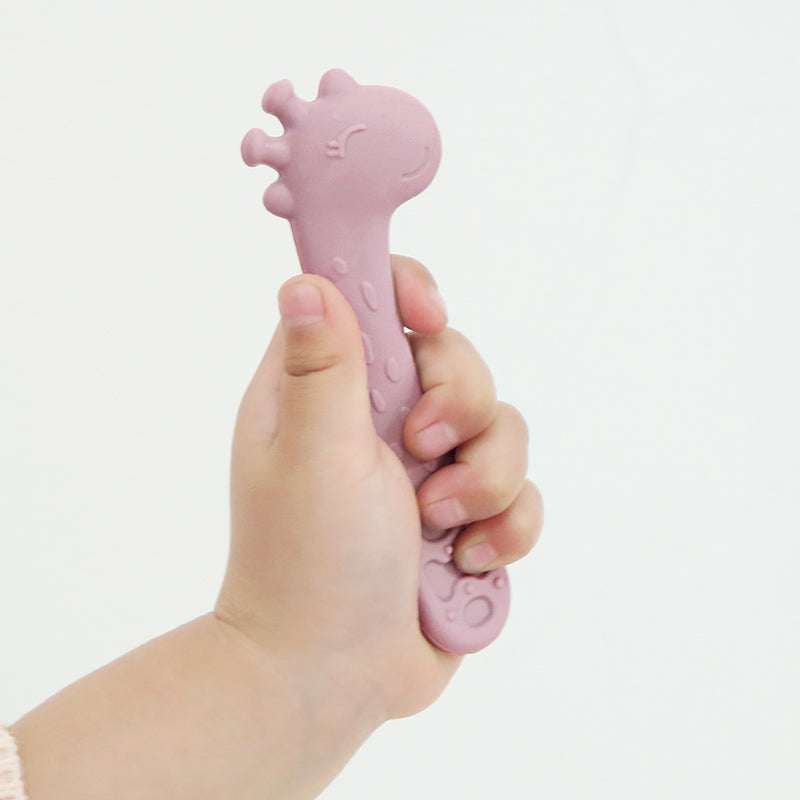 Cute Baby Giraffe First Stage Self-Feeding Spoons (Pack of 2)
